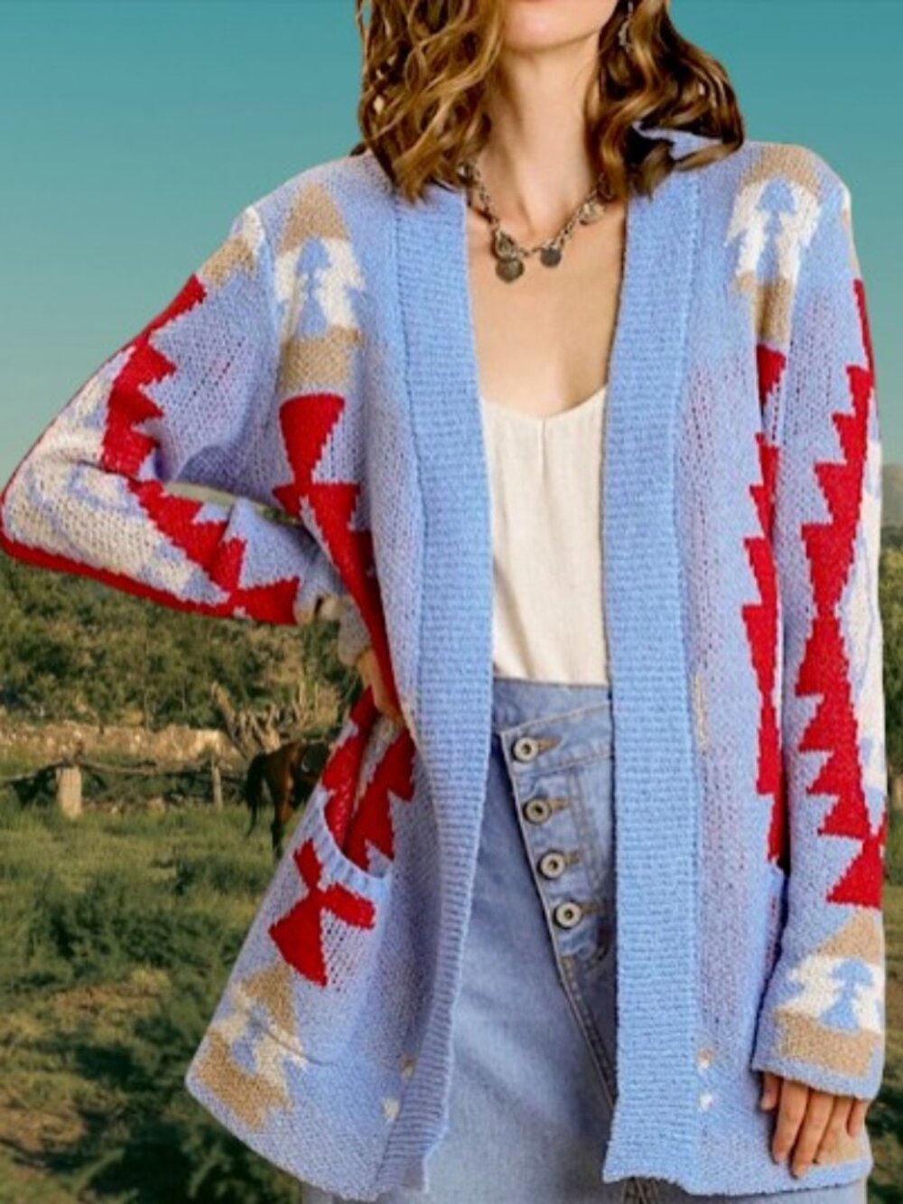 Umgee 🆕️Sky Blue Open Cardigan